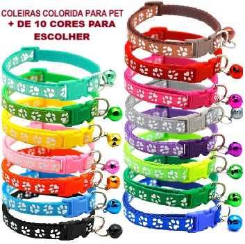 Coleiras Coloridas para Caes e Gatos mais de 10 cores