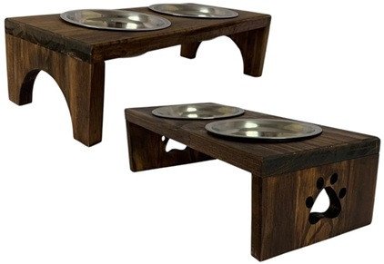 🐾 Comedouro Pet de Madeira e Inox