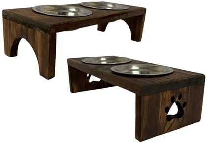 🐾 Comedouro Pet de Madeira e Inox