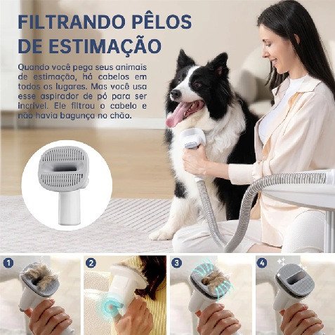 🐾 Aparador de Pelo Pet com Aspirador 5 em 1: Chega de Pelo Voando pela Casa!